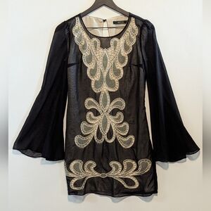 Ark & Co Black and Cream Long Sleeve Dress